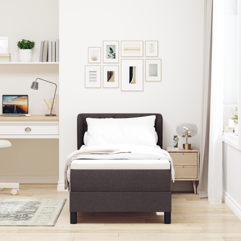 Boxspringbett mit Matratze Dunkelbraun 80x200 cm Stoff