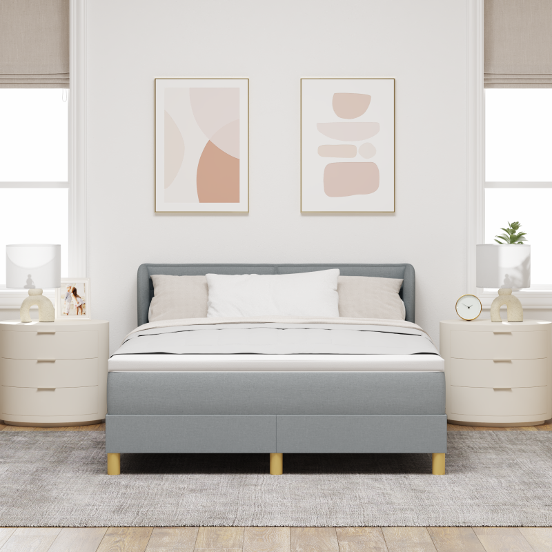 Boxspringbett mit Matratze Hellgrau 160x200 cm Stoff