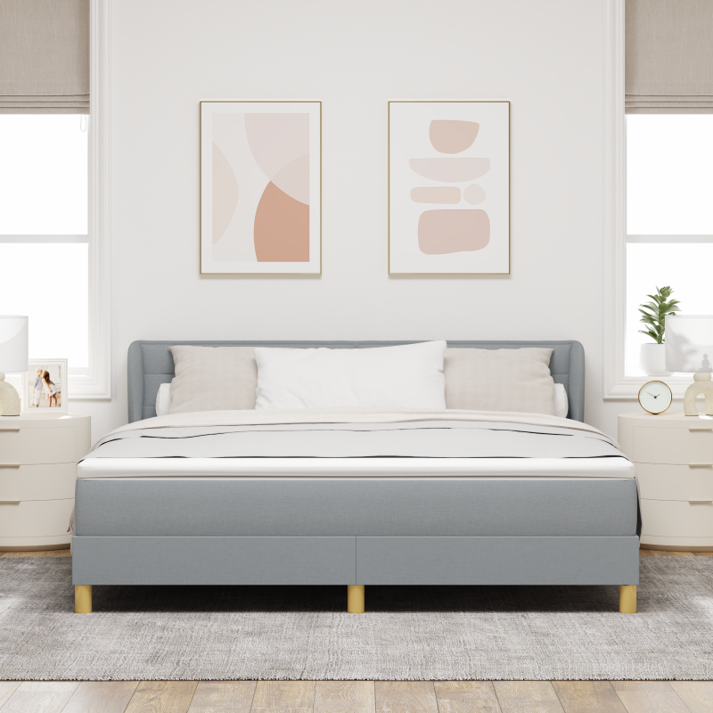 Boxspringbett mit Matratze in Hellgrau 180x200 cm aus Stoff