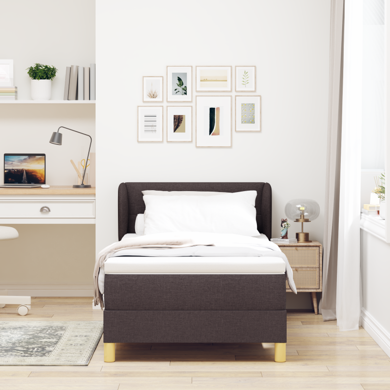 Boxspringbett mit Matratze Dunkelbraun 80x200 cm Stoff