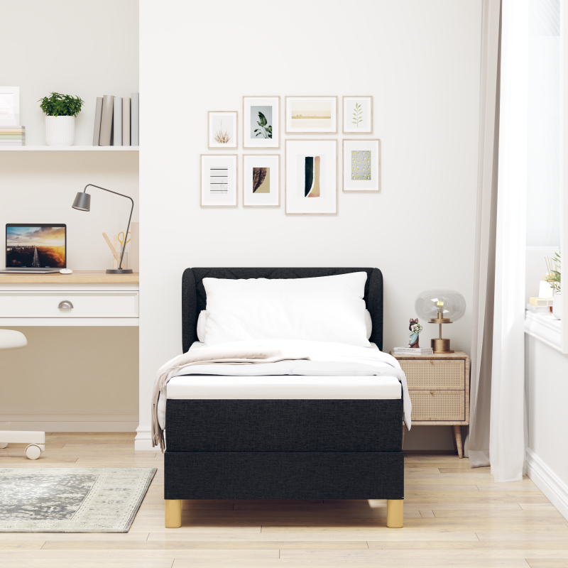 Boxspringbett mit Matratze Schwarz 80x200 cm Stoff