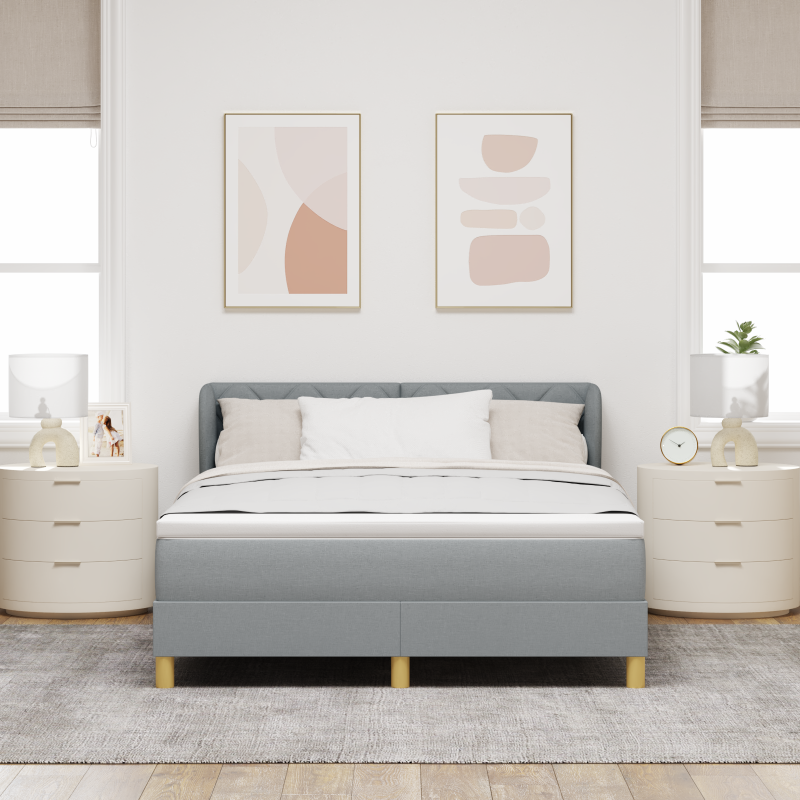 Boxspringbett mit Matratze Hellgrau 140x200 cm Stoff