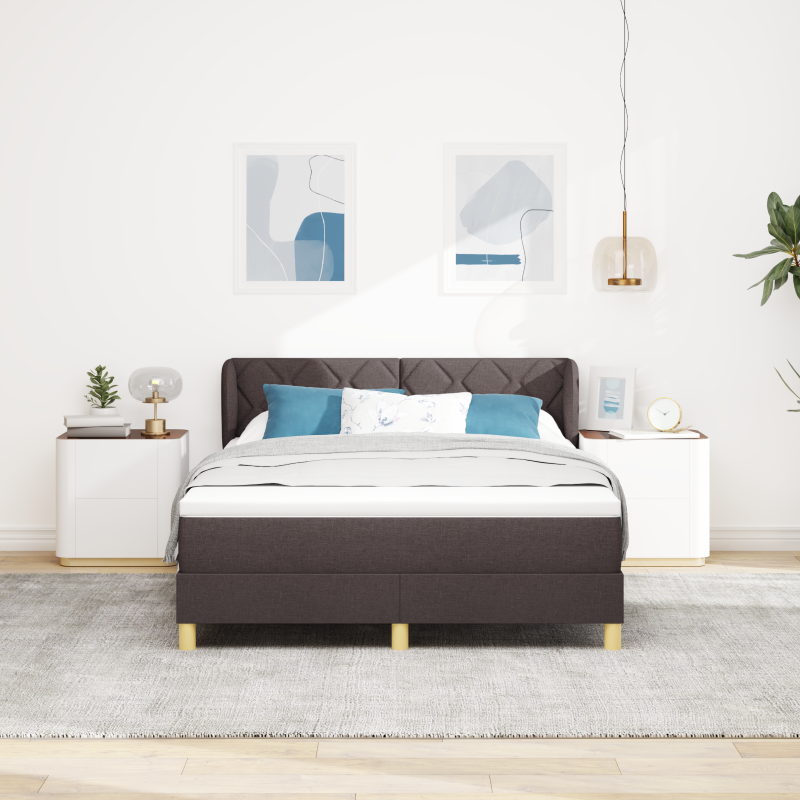 Boxspringbett mit Matratze Dunkelbraun 140x200 cm aus Stoff