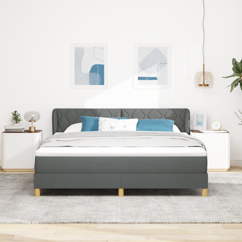 Boxspringbett mit Matratze - Dunkelgrau, 180x200 cm, Stoff