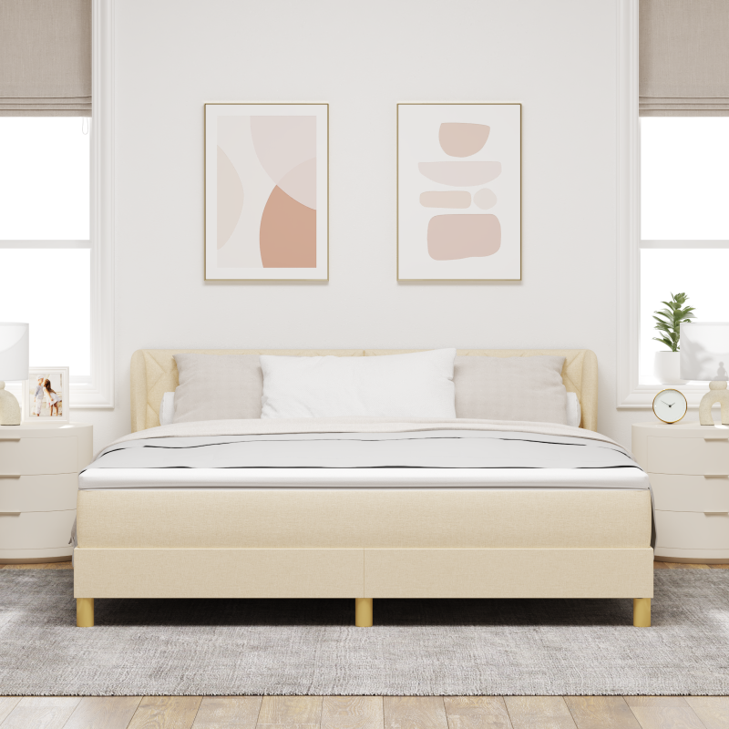 Boxspringbett mit Matratze - Creme - 180x200 cm - Stoff