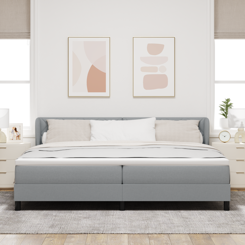 Boxspringbett mit Matratze - Hellgrau - 200x200 cm - Stoff
