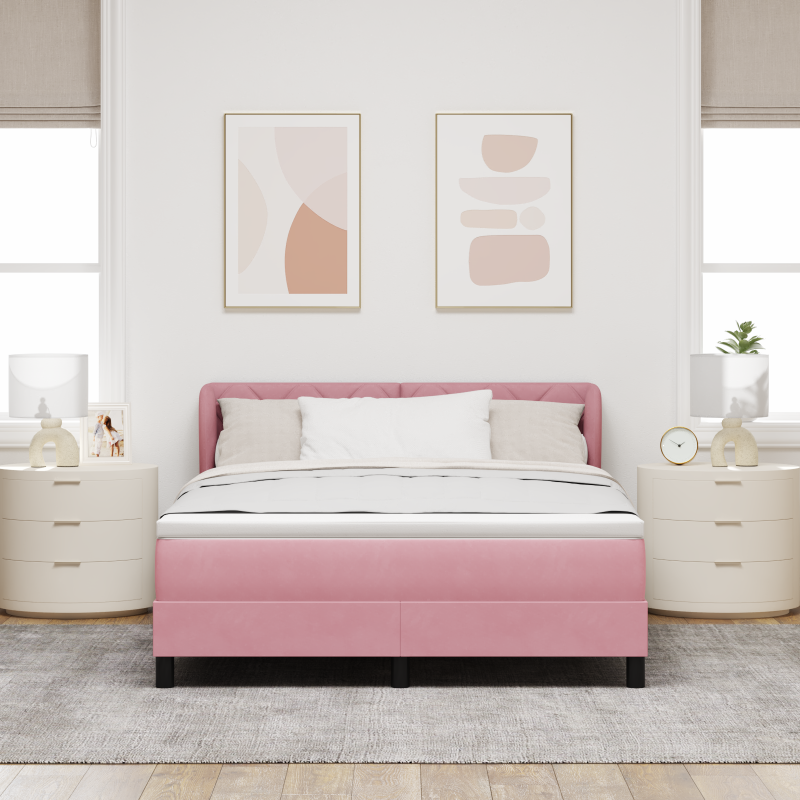 Boxspringbett mit Matratze Rosa 160x200 cm Samt