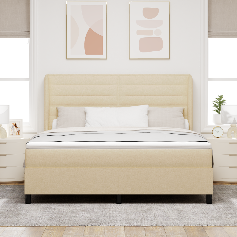 Boxspringbett mit Matratze Creme 180x200 cm Stoff