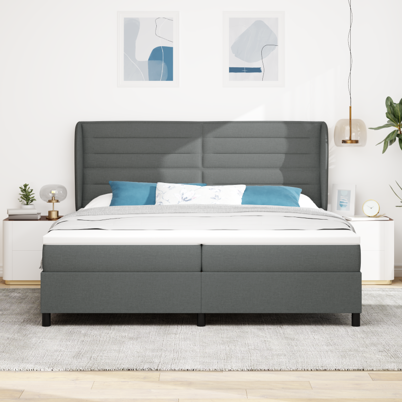 Boxspringbett mit Matratze Dunkelgrau 200x200 cm Stoff
