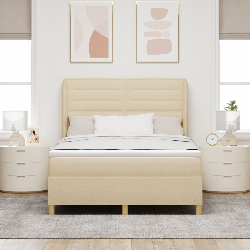 Boxspringbett mit Matratze Creme 160x200 cm Stoff