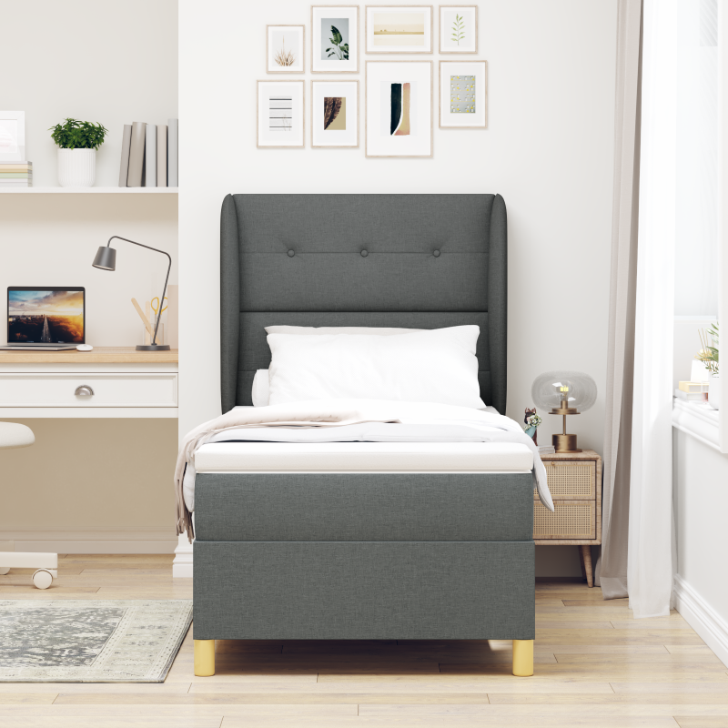 Boxspringbett mit Matratze Dunkelgrau 80x200 cm Stoff