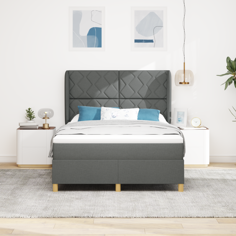 Boxspringbett mit Matratze Dunkelgrau 140x200 cm Stoff