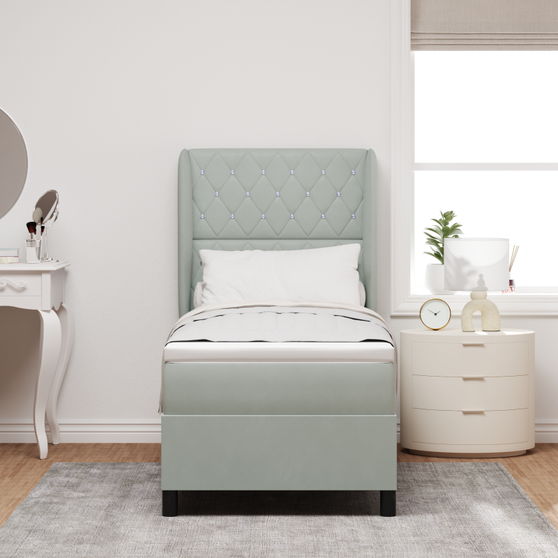 Boxspringbett mit Matratze Hellgrau 80x200 cm Samt