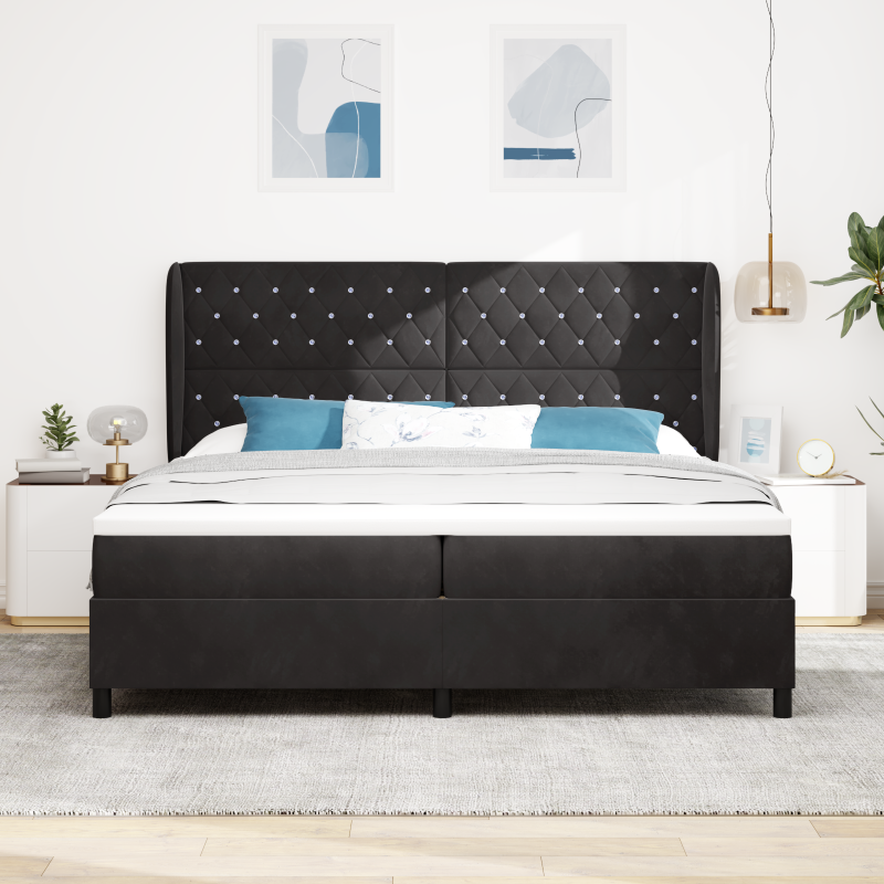 Boxspringbett mit Matratze Schwarz 200x200 cm Samt