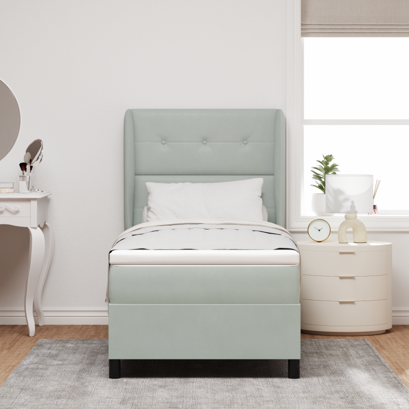 Boxspringbett mit Matratze Hellgrau 80x200 cm Samt