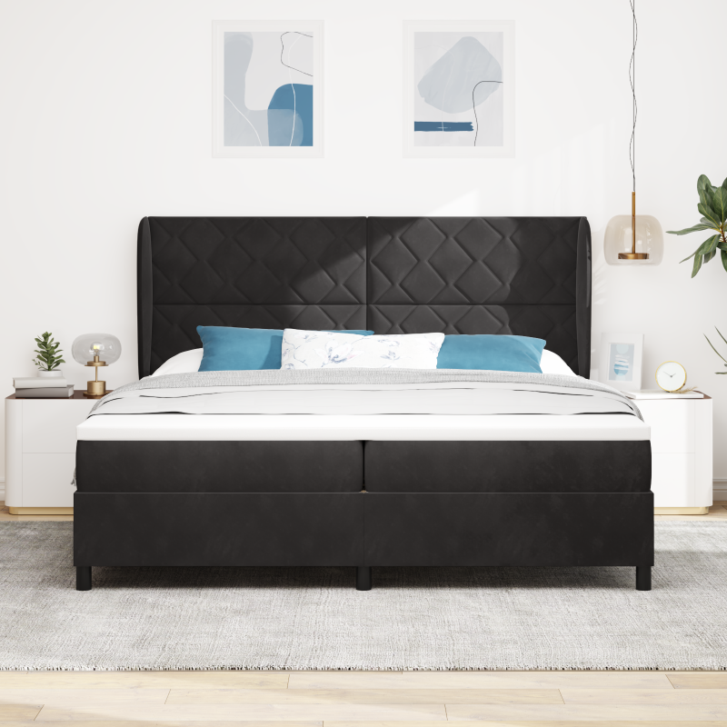 Boxspringbett mit Matratze Schwarz 200x200 cm Velvet