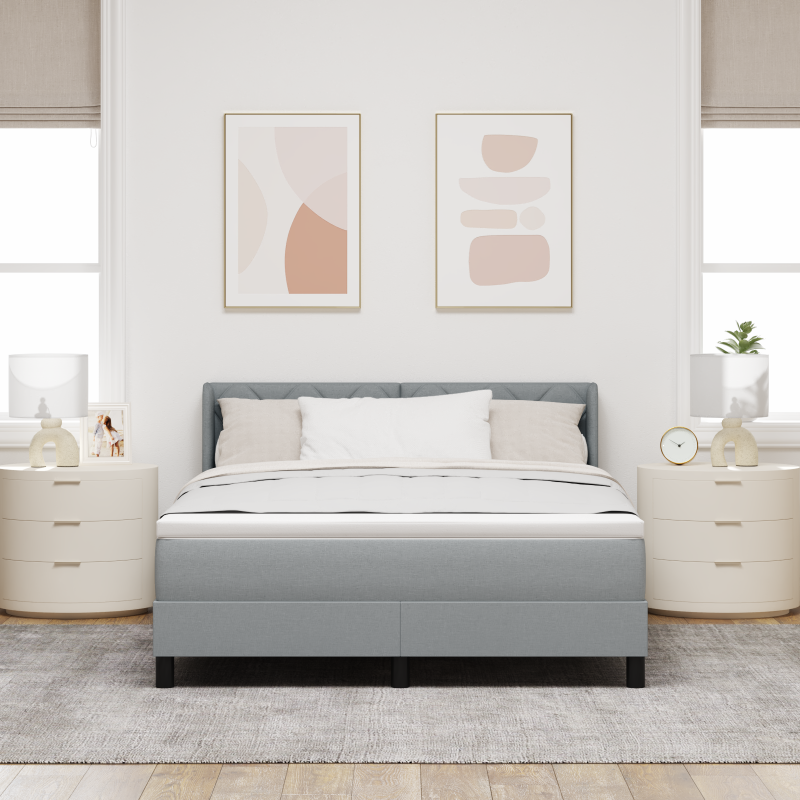 Boxspringbett mit Matratze Hellgrau 140x200 cm Stoff