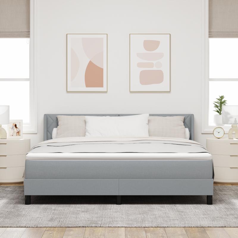 Boxspringbett mit Matratze Hellgrau 180x200 cm Stoff