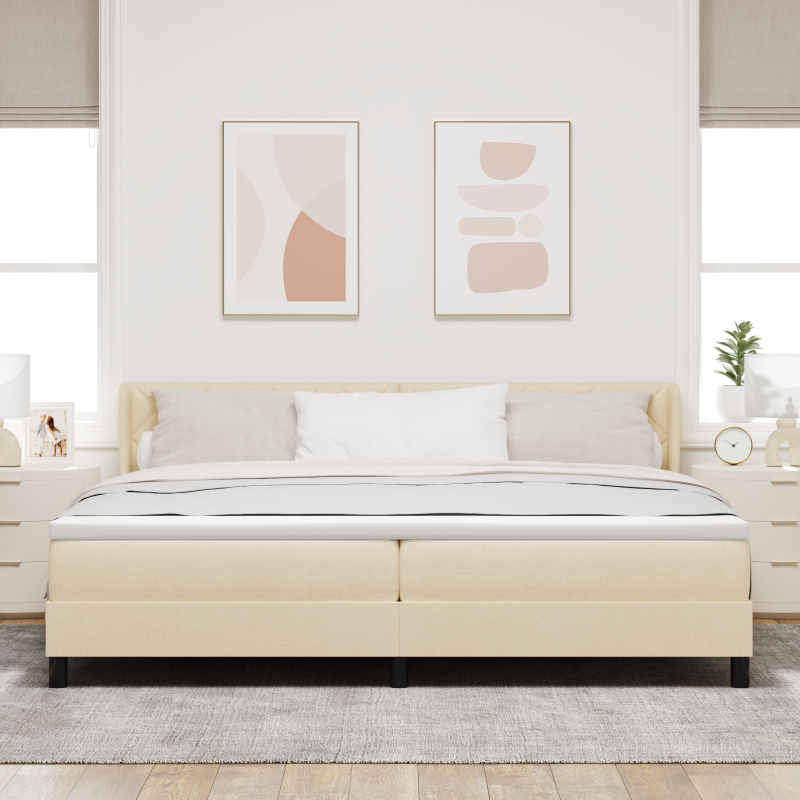 Boxspringbett mit Matratze Creme 200x200 cm Stoff