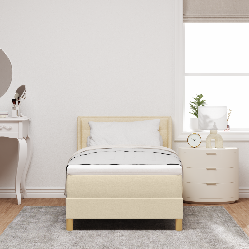 Boxspringbett mit Matratze Creme 90x190 cm Stoff