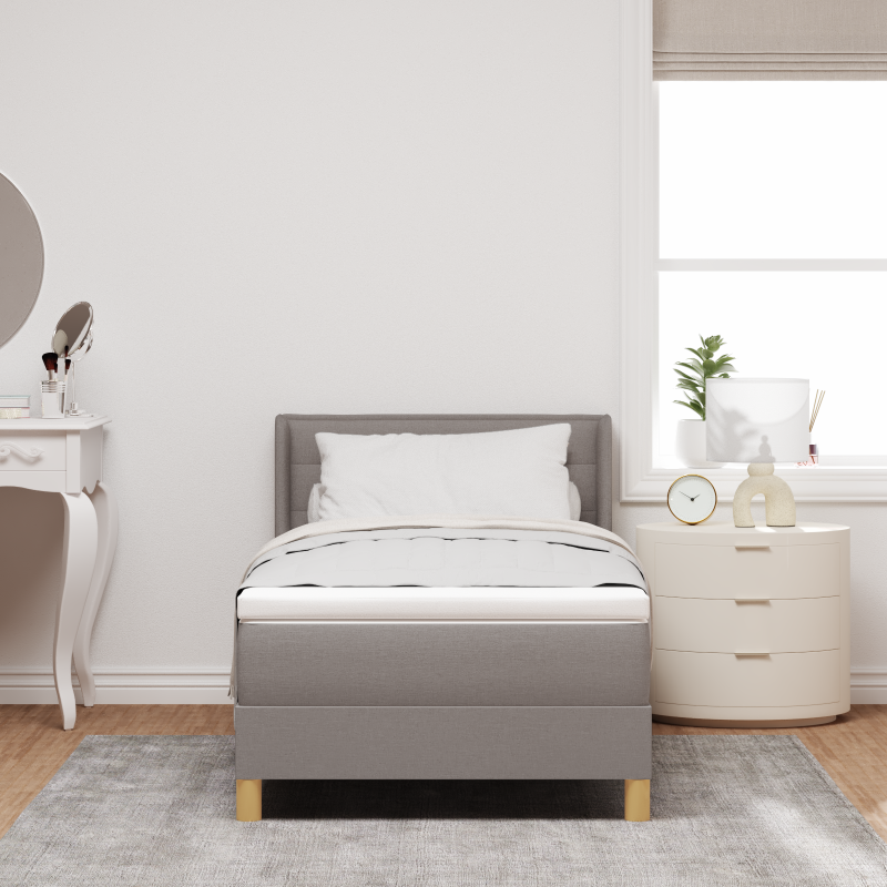 Boxspringbett mit Matratze Taupe 90x200 cm aus Stoff