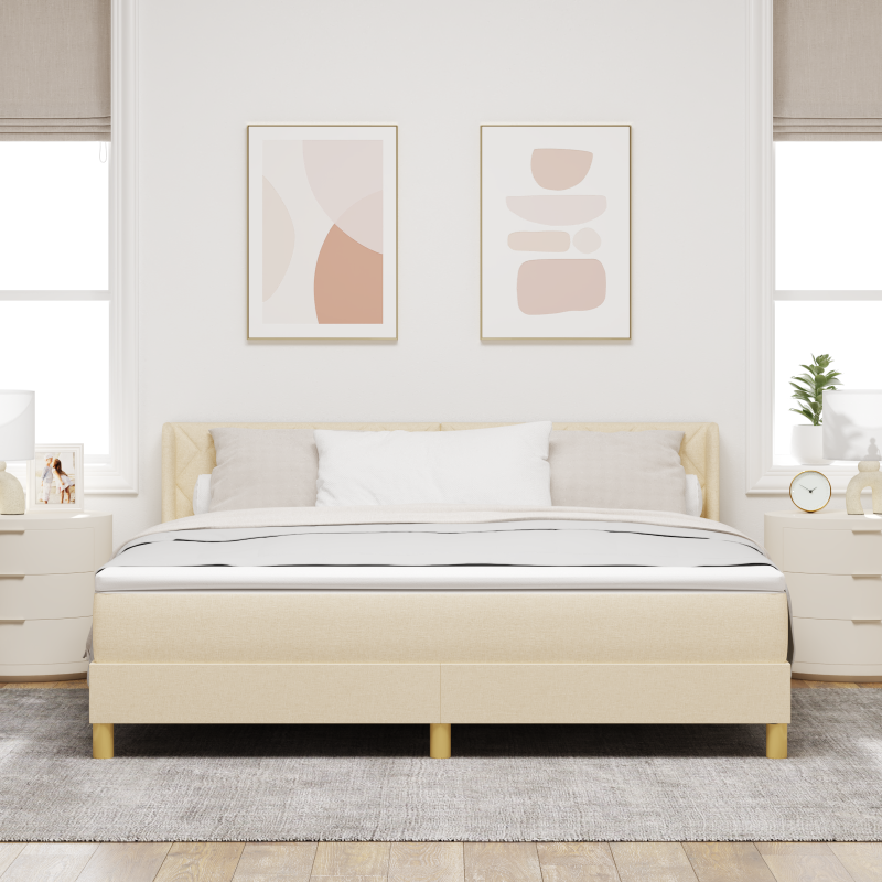 Boxspringbett mit Matratze Creme 180x200 cm Stoff
