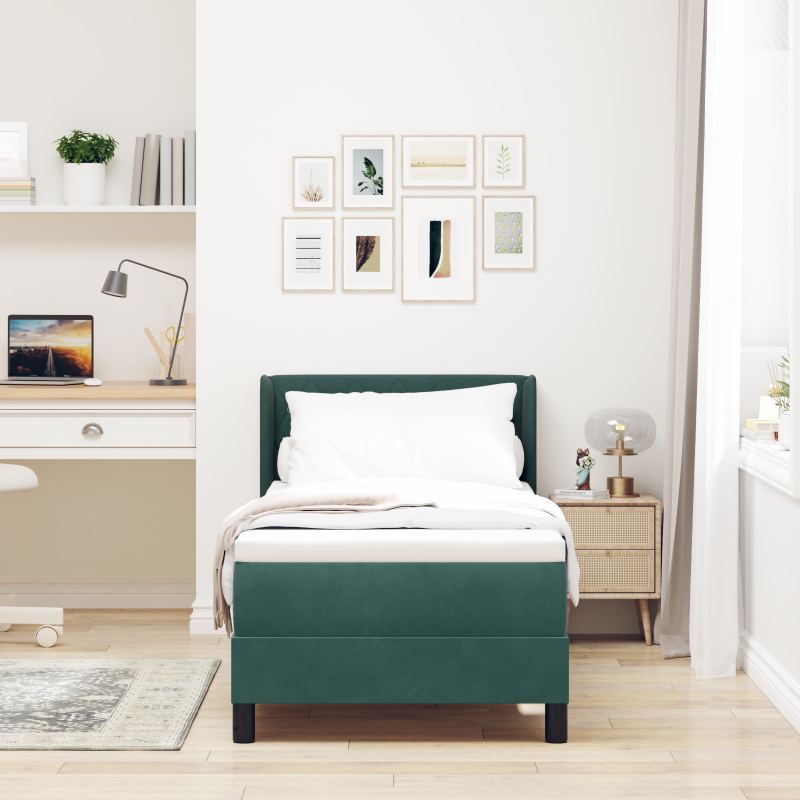 Boxspringbett mit Matratze Dunkelgrün 80x200 cm Velvet