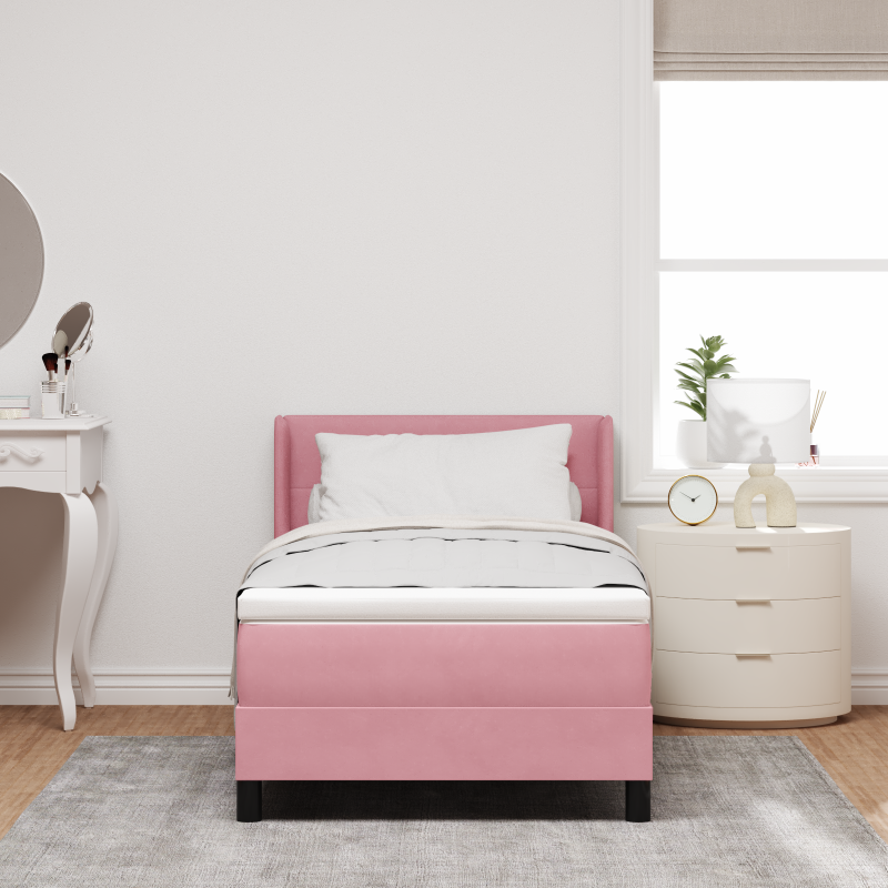 Boxspringbett mit Matratze Rosa 80x200 cm Samt