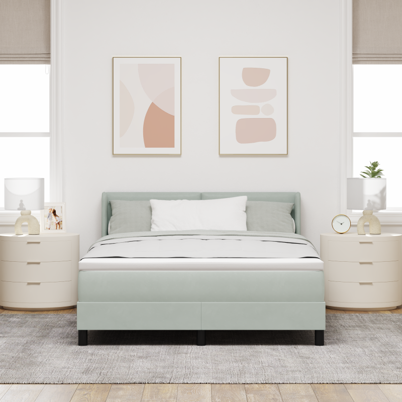 Boxspringbett mit Matratze Hellgrau 160x200 cm Samt