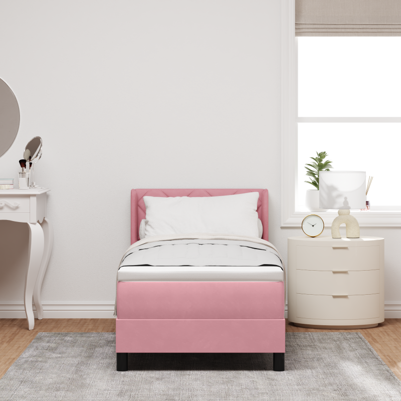 Boxspringbett mit Matratze Rosa 80x200 cm Samt