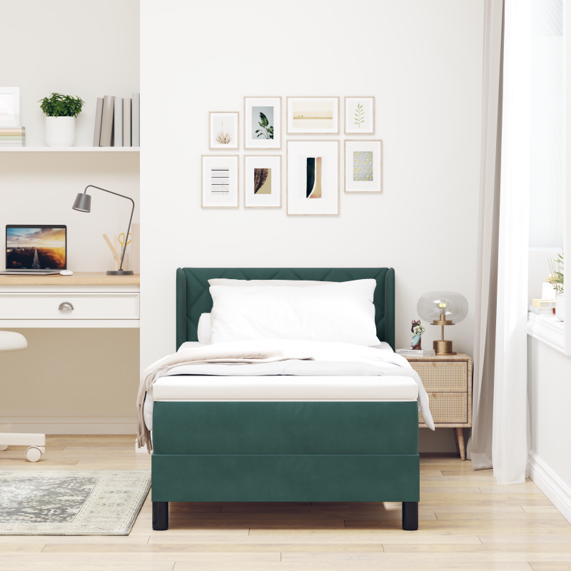 Boxspringbett mit Matratze Dunkelgrün 90x200 cm Samt