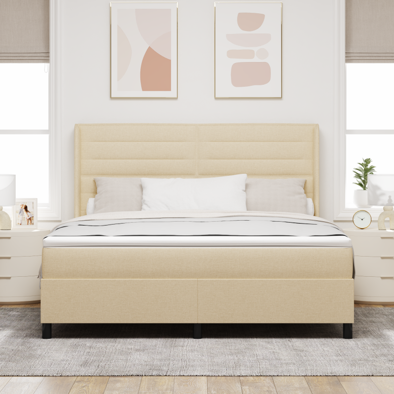 Boxspringbett mit Matratze Creme 180x200 cm Stoff