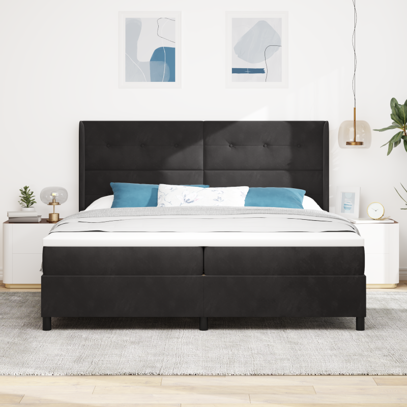 Boxspringbett mit Matratze Schwarz 200x200 cm Samt