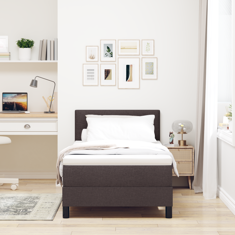 Boxspringbett mit Matratze & LED Dunkelbraun 80x200 cm Stoff