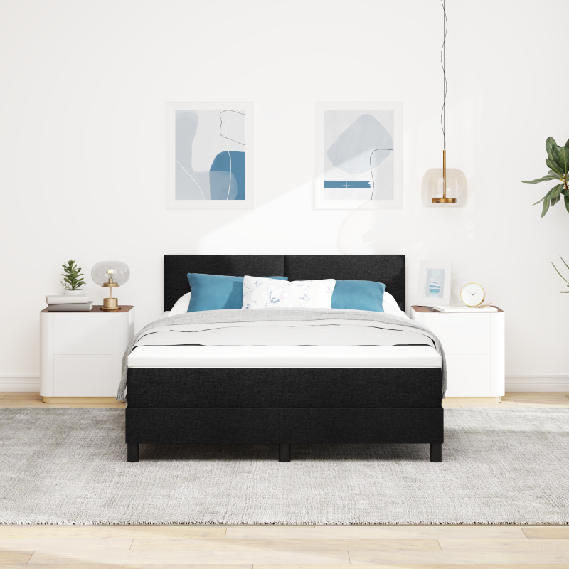 Boxspringbett mit Matratze & LED Schwarz 160x200 cm Stoff
