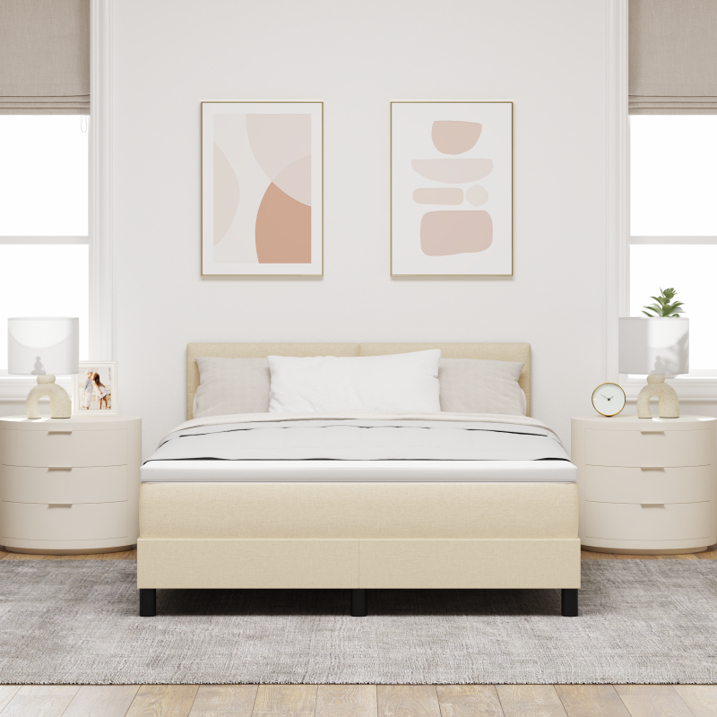 Bettgestell mit Matratze Beige Stoff 160 x 200 cm Bettenmatratze