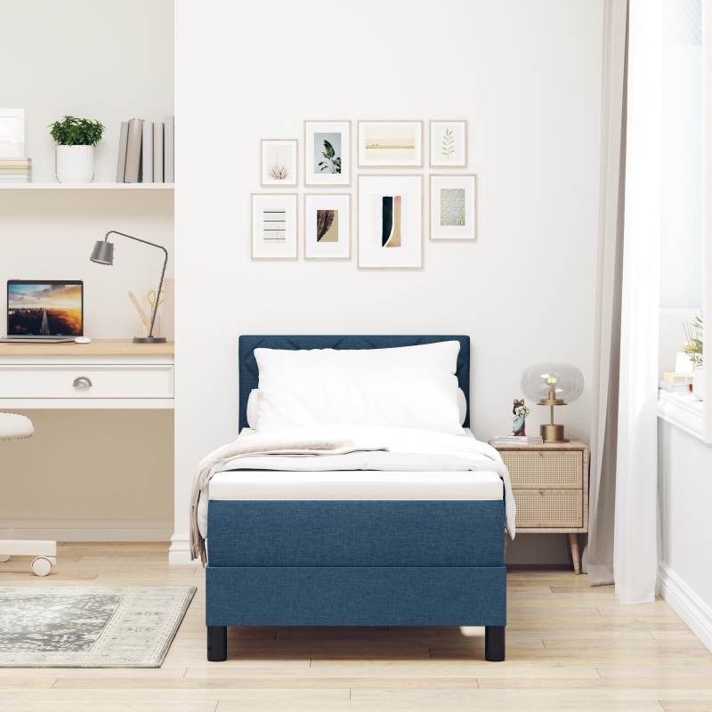 Boxspringbett mit Matratze & LED Blau 80x200 cm Stoff