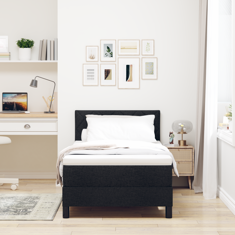 Boxspringbett mit Matratze & LED Schwarz 100x200 cm Stoff