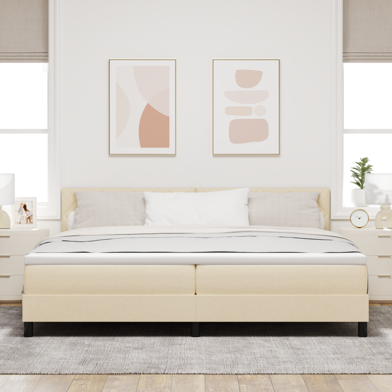 Boxspringbett mit Matratze & LED Creme 200x200 cm Stoff