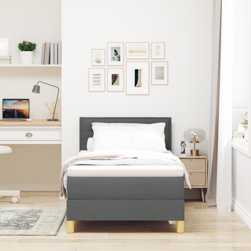 Boxspringbett mit Matratze & LED Dunkelgrau 90x190 cm Stoff