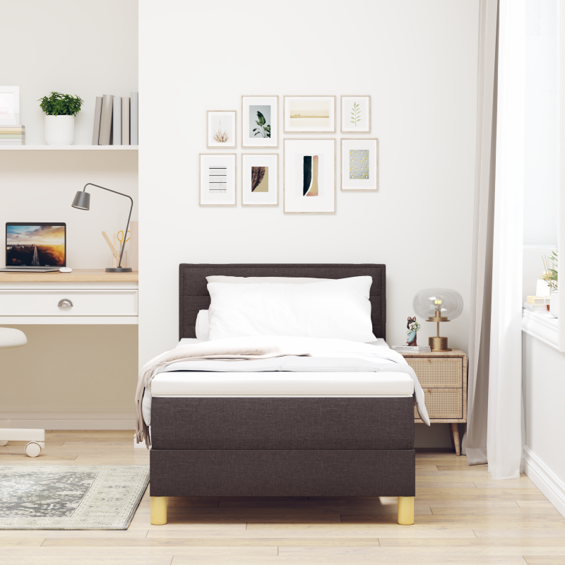 Boxspringbett mit Matratze & LED Dunkelbraun 90x200 cm Stoff