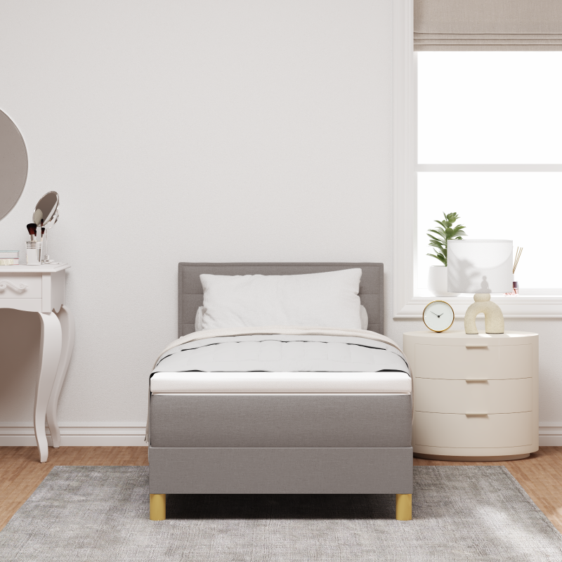 Boxspringbett mit Matratze & LED Taupe 90x200 cm Stoff