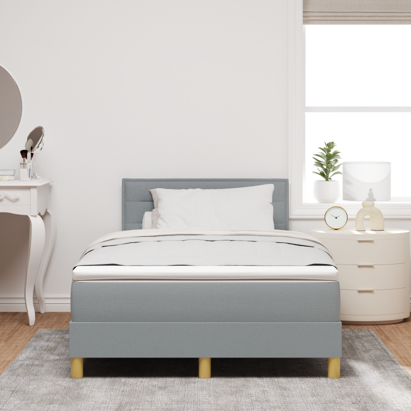 Boxspringbett mit Matratze & LED Licht Grau 120x200 cm Stoff
