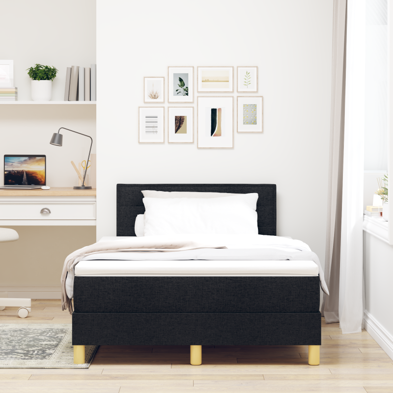 Boxspringbett mit Matratze & LED Schwarz 120x200 cm Stoff