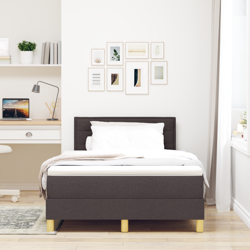 Boxspringbett mit Matratze & LED Dunkelbraun 120x200 cm Stoff