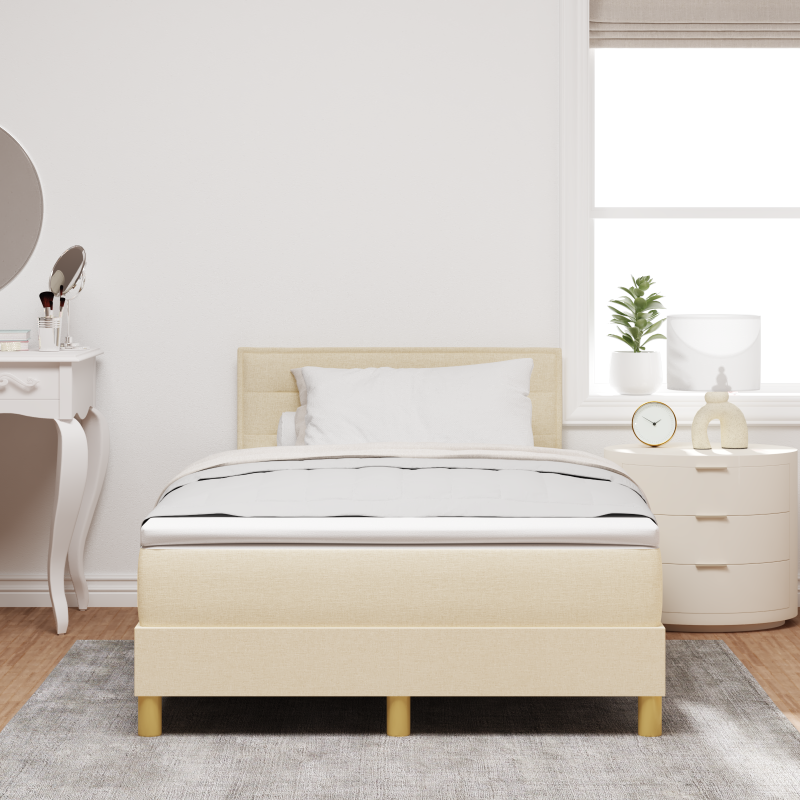 Boxspringbett mit Matratze & LED Creme 120x200 cm Stoff