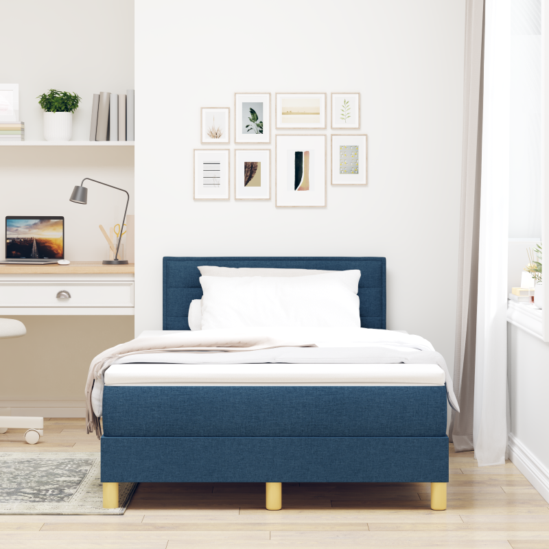 Boxspringbett mit Matratze & LED Blau 120x200 cm Stoff