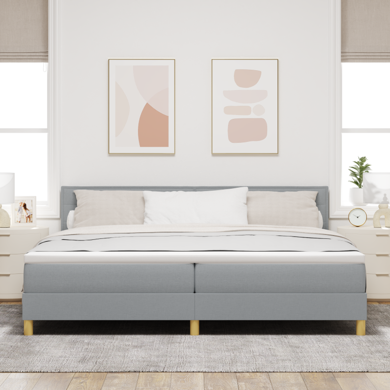 Boxspringbett mit Matratze & LED Licht Grau 200x200 cm Stoff
