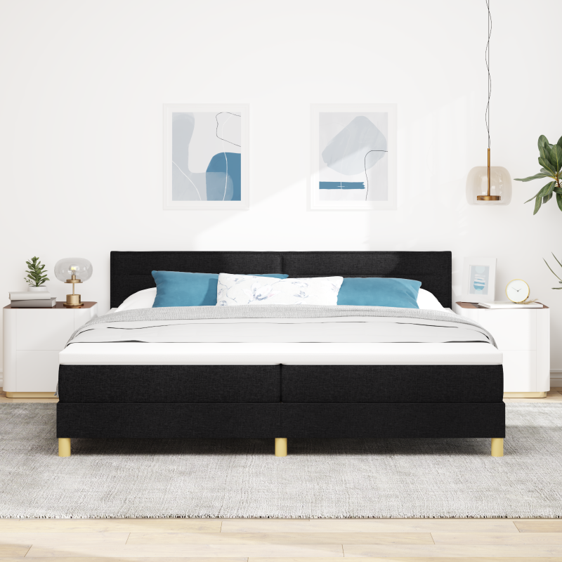 Boxspringbett mit Matratze & LED Schwarz 200x200 cm Stoff