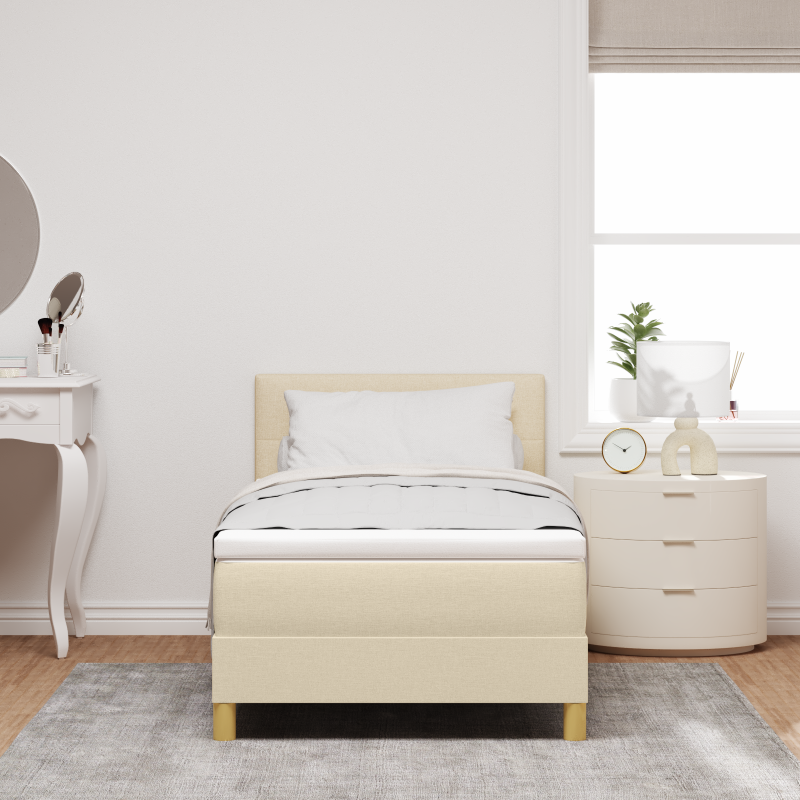 Boxspringbett mit Matratze & LED Creme 80x200 cm Stoff